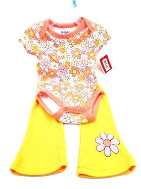 Kidgets Baby Outfit Set Size 3/6m Girls Bodysuit Pants Floral Flowers Snap